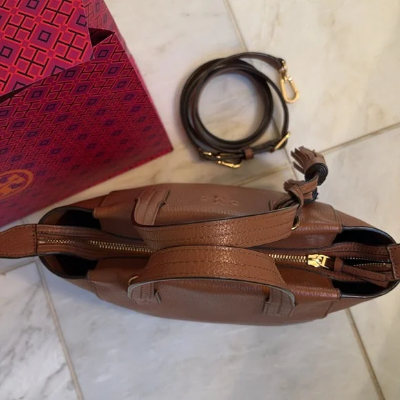 Tory Burch Leather Theo Satchel - Picture 3 of 8